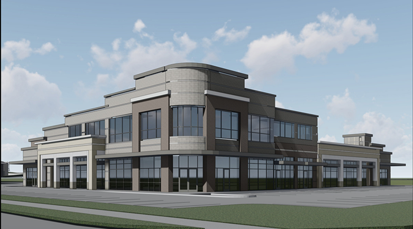 This rendering shows the corner view of a planned building in the East Memphis White Oak development Courtesy John Galbraith